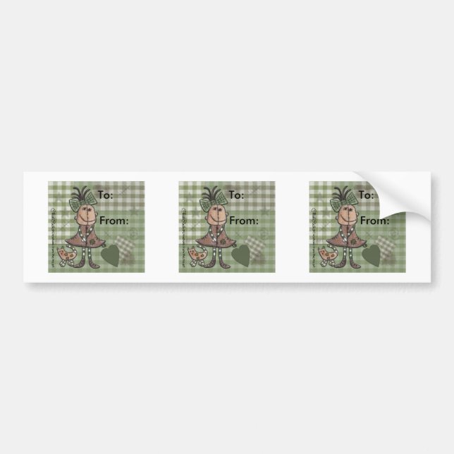 Primitive Girl and Cats Bumper Sticker (Front)