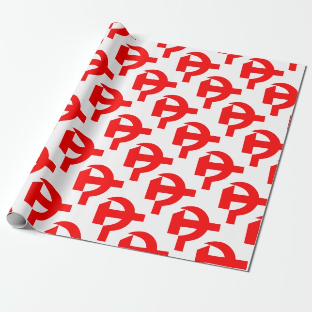 Primitive Hammer and Sickle Soviet Union CCCP Wrapping Paper (Unrolled)