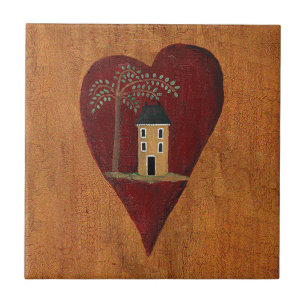 Primitive Heart Ceramic Tile