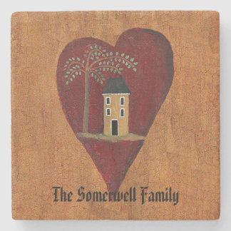 Primitive Heart Customisable Stone Coaster