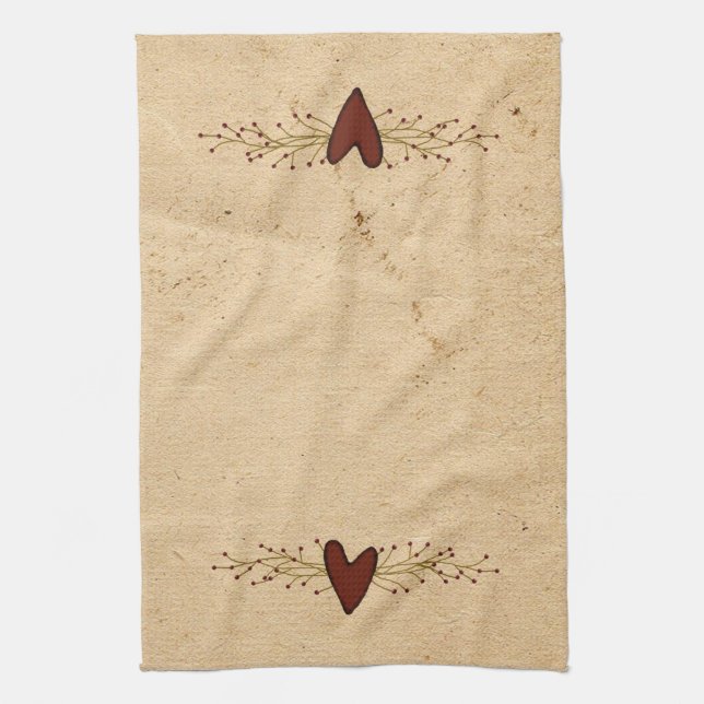 Primitive Heart Kitchen Towel (Vertical)