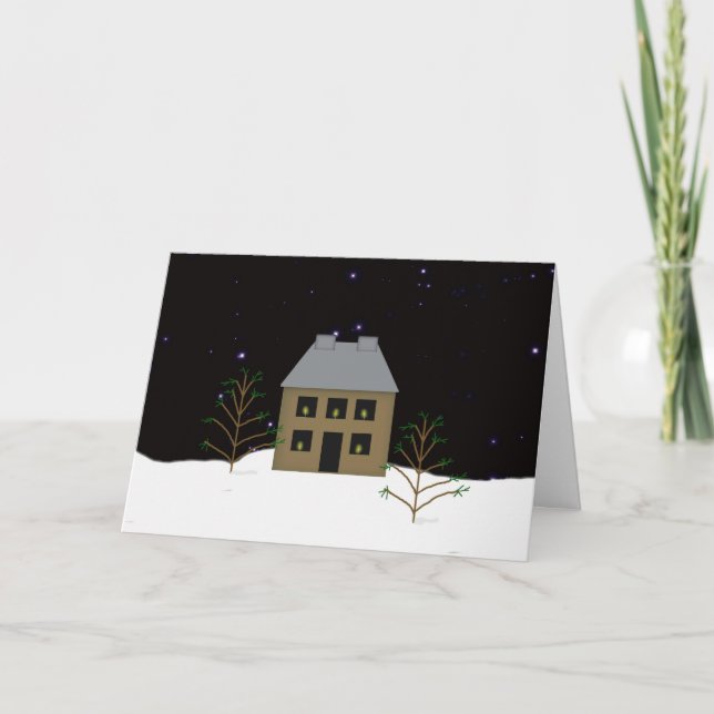 Primitive House Remembrance Greeting Card (Front)