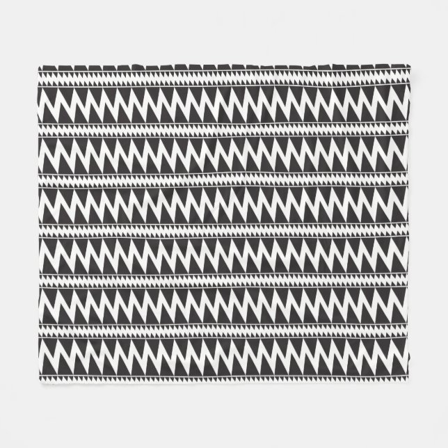 Primitive Indian Pomo Pattern Black White Fleece (Front (Horizontal))