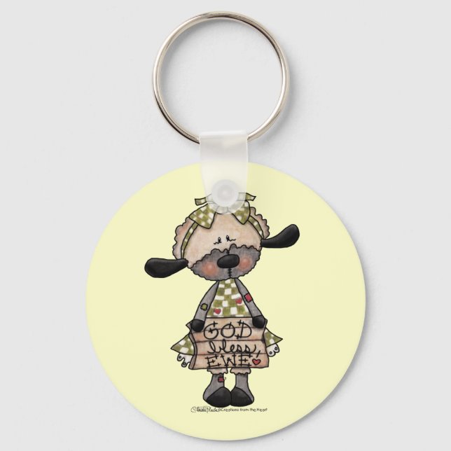 Primitive Lamb-God Bless Ewe Key Ring (Front)