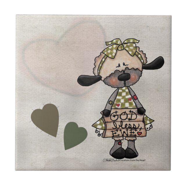 Primitive Lamb-God Bless Ewe Tile (Front)