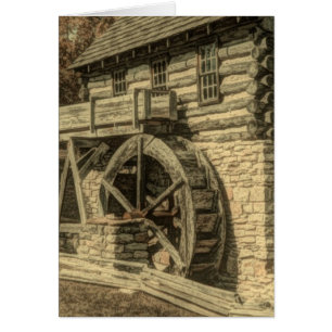 Primitive old farmhouse flour mill water wheel