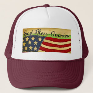 Primitive Old Glory God Bless America Cap