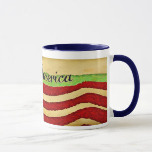 Primitive Old Glory God Bless America Ceramic Mug
