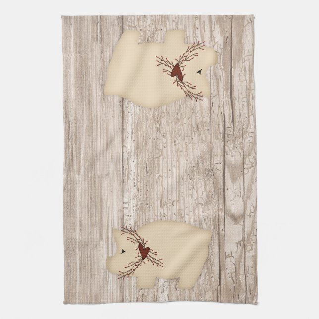 Primitive Pig Kitchen Towel (Vertical)