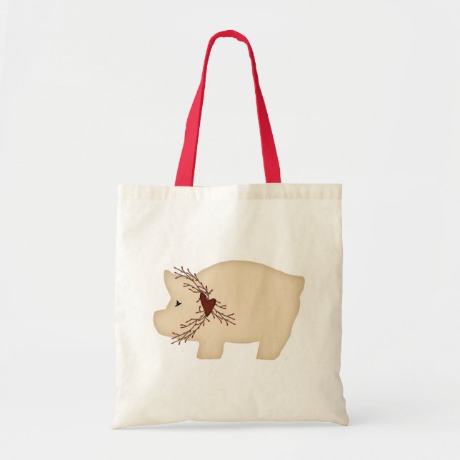 Primitive Pig Tote Bag (Front)