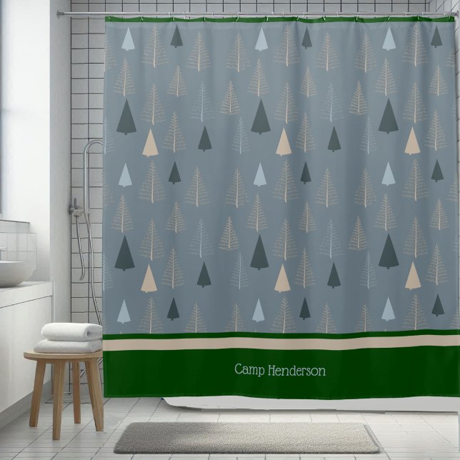Primitive Pines on Grey Shower Curtain (Creator Uploaded)