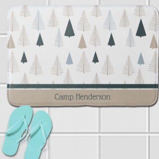 Primitive Pines on White Bath Mat