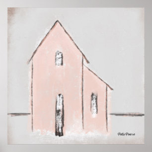 Primitive Pink House Poster