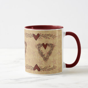 Primitive Pip Berry Heart Wreath Mug