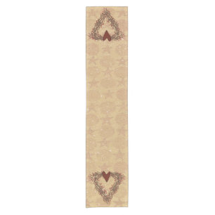 Primitive Pip Berry Heart Wreath Table Runner