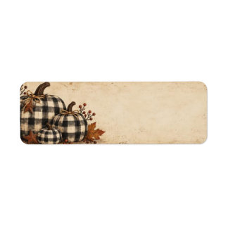 Primitive Plaid Pumpkin Return Address Label