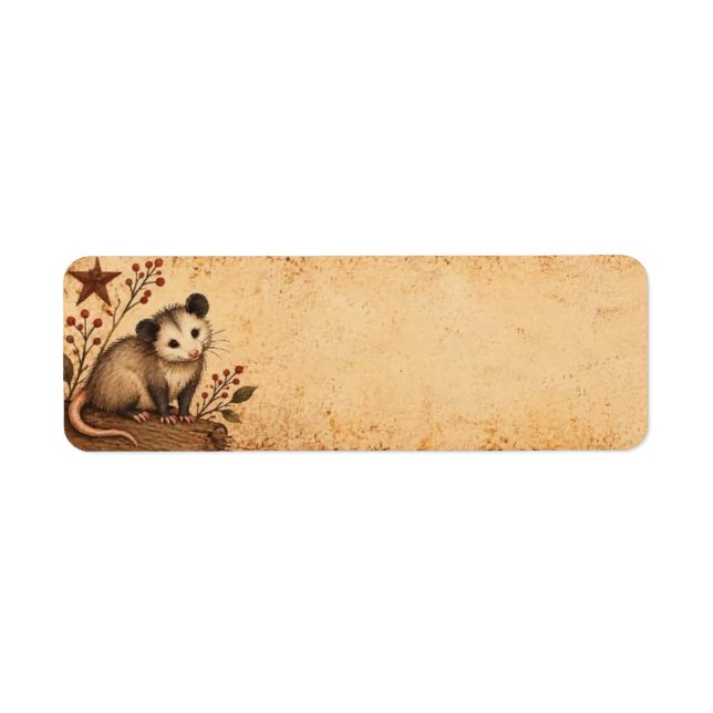 Primitive Possum Rustic Address Label Return Address Label (Front)