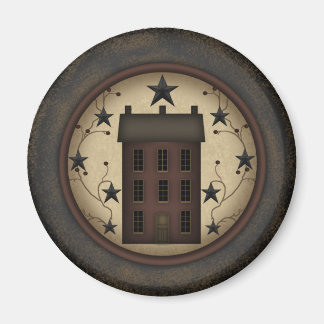 Primitive Red Saltbox House Magnet