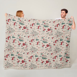 Primitive Reindeer Christmas Blanket Folk Art