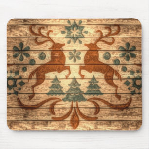 Primitive Reindeer Snowflakes Nordic christmas Mouse Pad