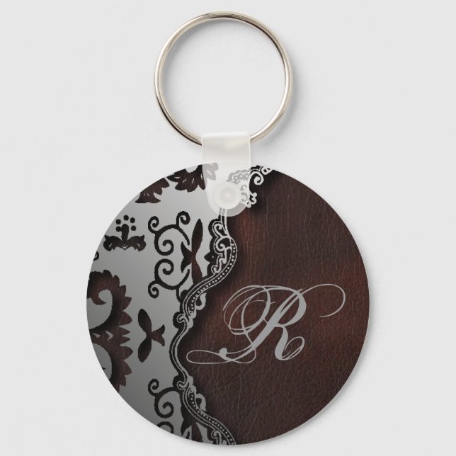 primitive rustic Western Country paisley pattern Key Ring (Front)