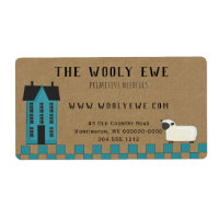 Primitive Saltbox  HOUSE ON KRAFT SHIPPING LABEL