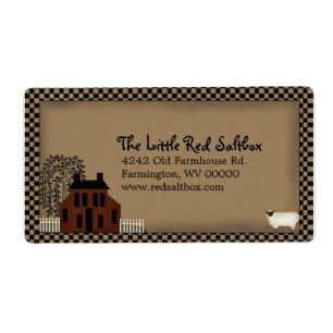 Primitive Saltbox House Shipping Label