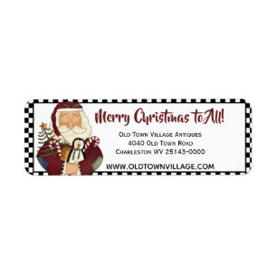 Primitive Santa Claus Return Address Label