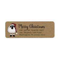 Primitive Santa Sheep Christmas Return Address