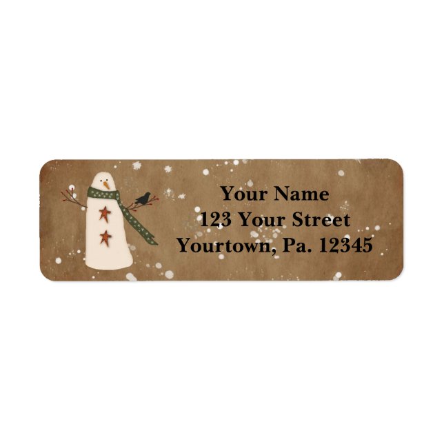 Primitive Snowman Address Label Return Address Label (Front)