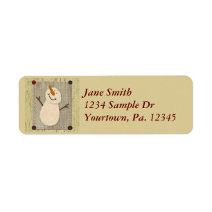 Primitive Snowman Address Label Return Address Label