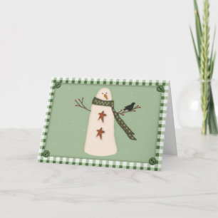 Primitive Snowman Card