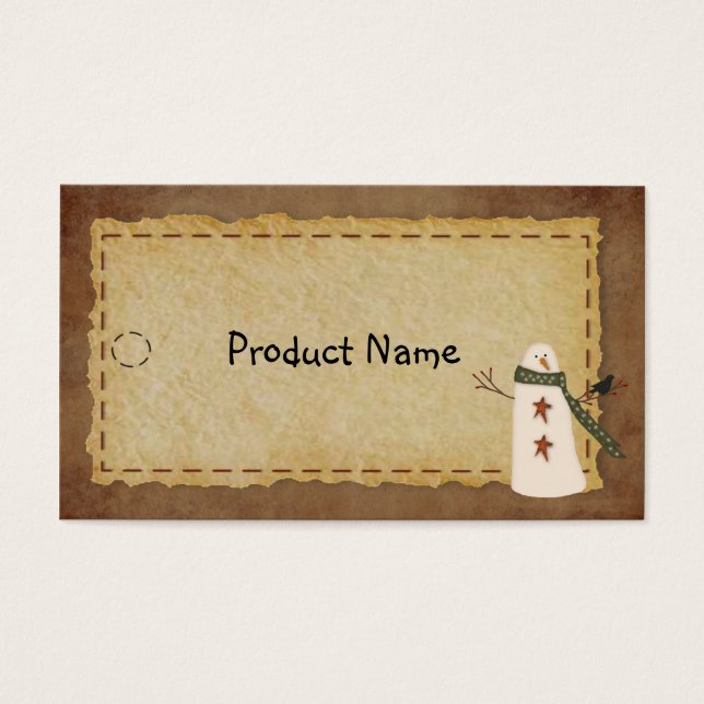 Primitive Snowman Hang Tag (Front)