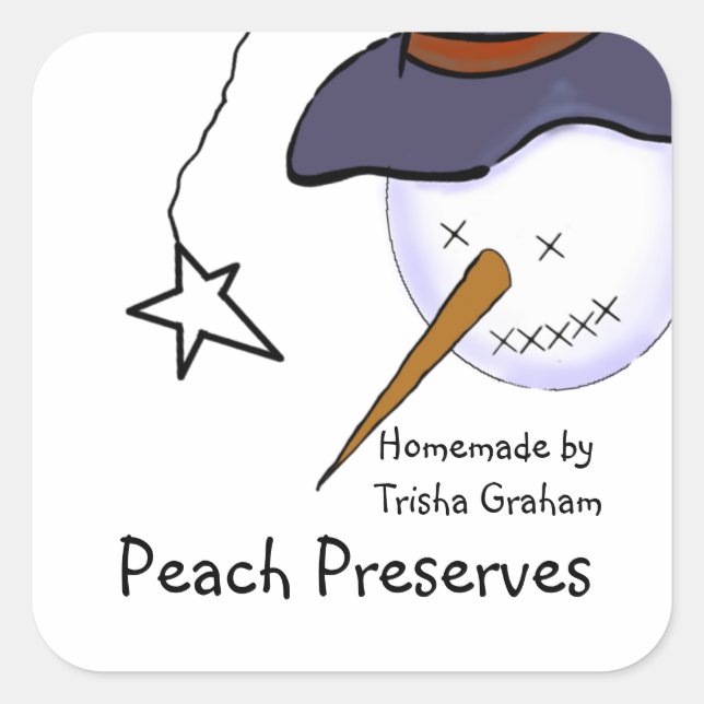 Primitive Snowman Jar Label (Front)