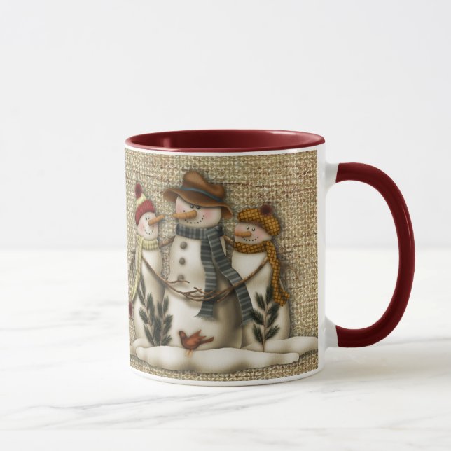 primitive snowman  mug (Right)