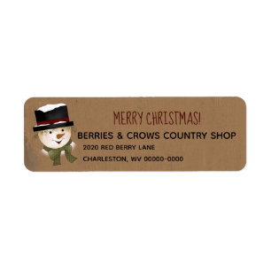 Primitive Snowman Rustic Address Label Return Address Label