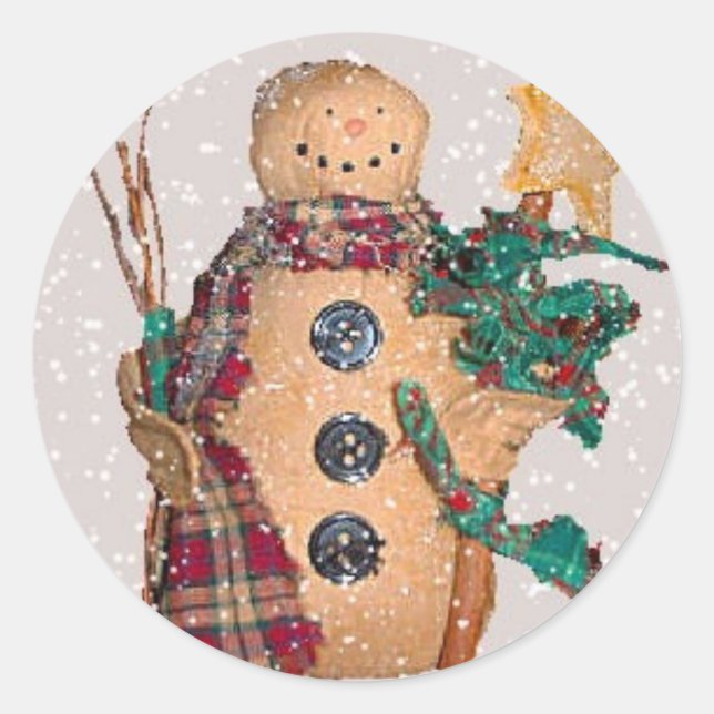 Primitive Snowman Sticker (Front)