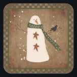 Primitive Snowman Sticker<br><div class="desc">This Primitive Snowman Sticker adds a cute country touch to your primitive holiday mailings. Look for matching photo card, wraparound address label and stamp.</div>