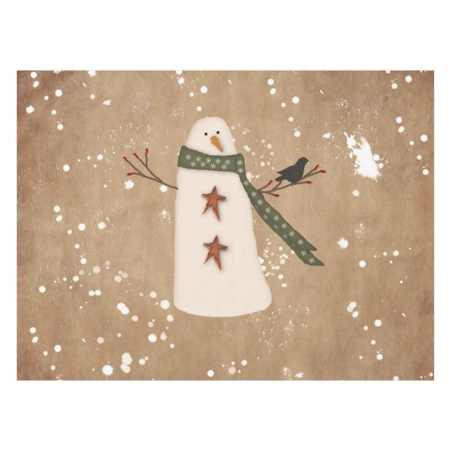 Primitive Snowman Tablecloth (Front (Horizontal))