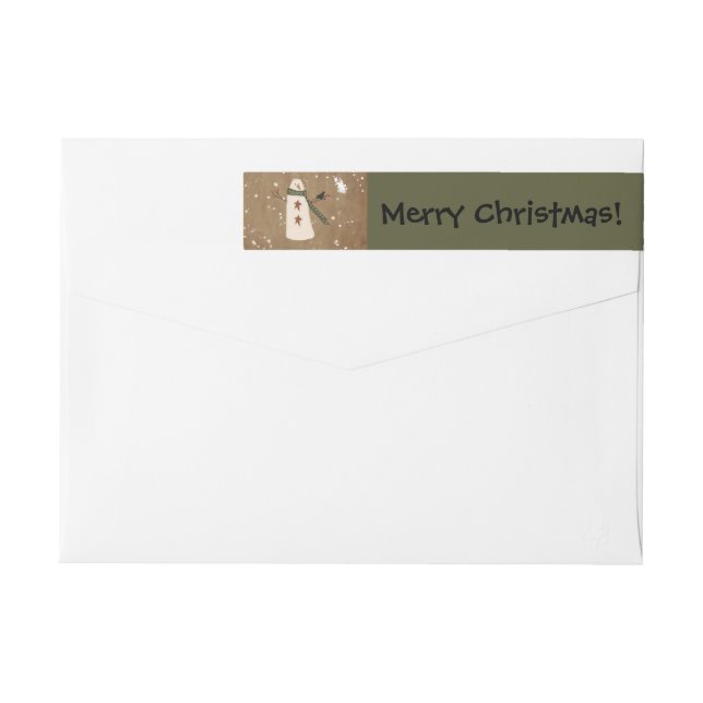 Primitive Snowman Wraparound Address Label (Back)