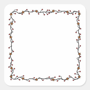 Primitive Stars, Berries & Twigs Square Wreath Square Sticker