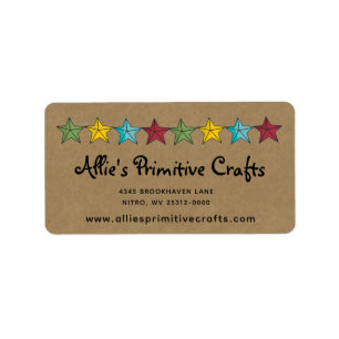 Primitive Stars on Kraft Shipping Label 