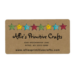Primitive Stars on Kraft Shipping Label 