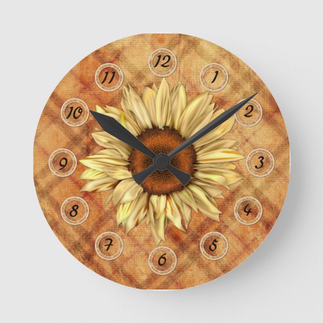 Primitive Sunflower Wall Clock (Front)