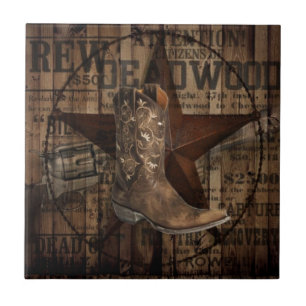 Primitive texas lone Star Western Country Cowboy Tile