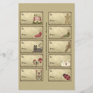 Primitive Things Gift Tags on a Sheet - D5