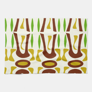 Primitive Tiki Jungle Pattern Tea Towel