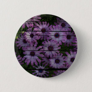 Primitive Western Country Barn Board purple daisy 6 Cm Round Badge