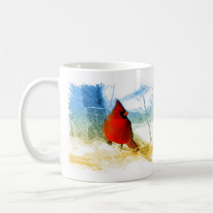 Primitive western country christmas red cardinal coffee mug