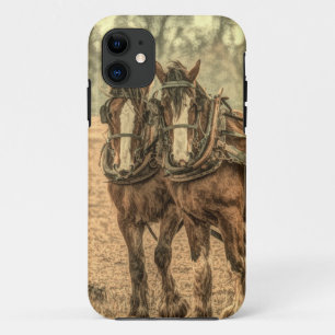 Primitive Western country farm horses iPhone 11 Case